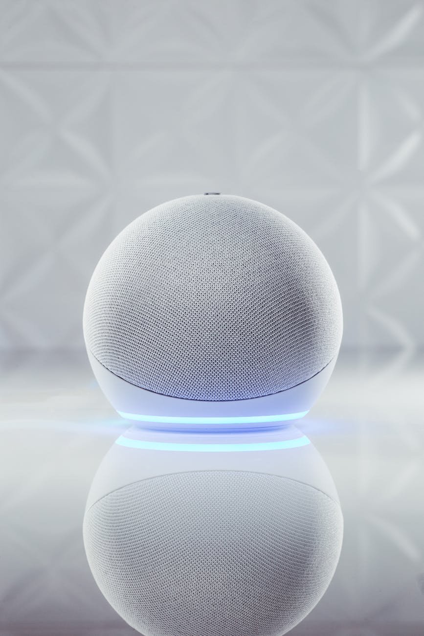 gray round speaker in close up shot