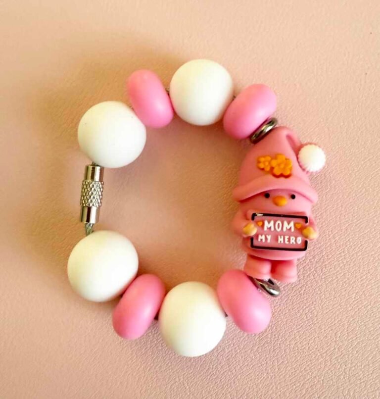 The “Mom, My Hero” Pink Gnome Tumbler Dangler